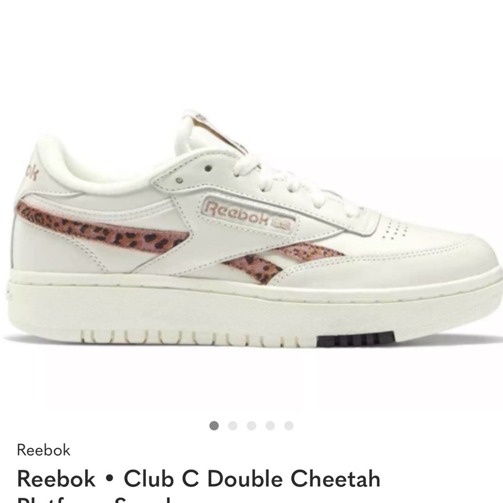 Reebok Club C Double Cheetah Women's Sneakers in White with Cheetah Accent